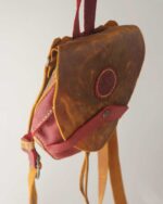 El Yapımı Hakiki Deri Mini Sırt Çantası | Vintage Deri Backpack - Görsel 4