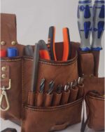 EL YAPIMI HAKİKİ DERİ ALET ORGANİZERİ – Elektrikçi, Marangoz ve Ustalar İçin Heavy Duty Takım Çantası - Görsel 14