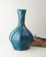 EL YAPIMI GERÇEK DERİ DEKORATİF VAZO BÜYÜK BOY (30 CM) - Görsel 3
