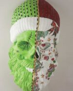 El Yapımı Noel Baba & Halloween Kafatası Duvar Dekoru – 50x25 cm - Görsel 4