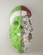 El Yapımı Noel Baba & Halloween Kafatası Duvar Dekoru – 50x25 cm