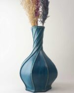 EL YAPIMI GERÇEK DERİ DEKORATİF VAZO BÜYÜK BOY (30 CM) - Görsel 8