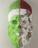 El Yapımı Noel Baba & Halloween Kafatası Duvar Dekoru – 50x25 cm - Görsel 2
